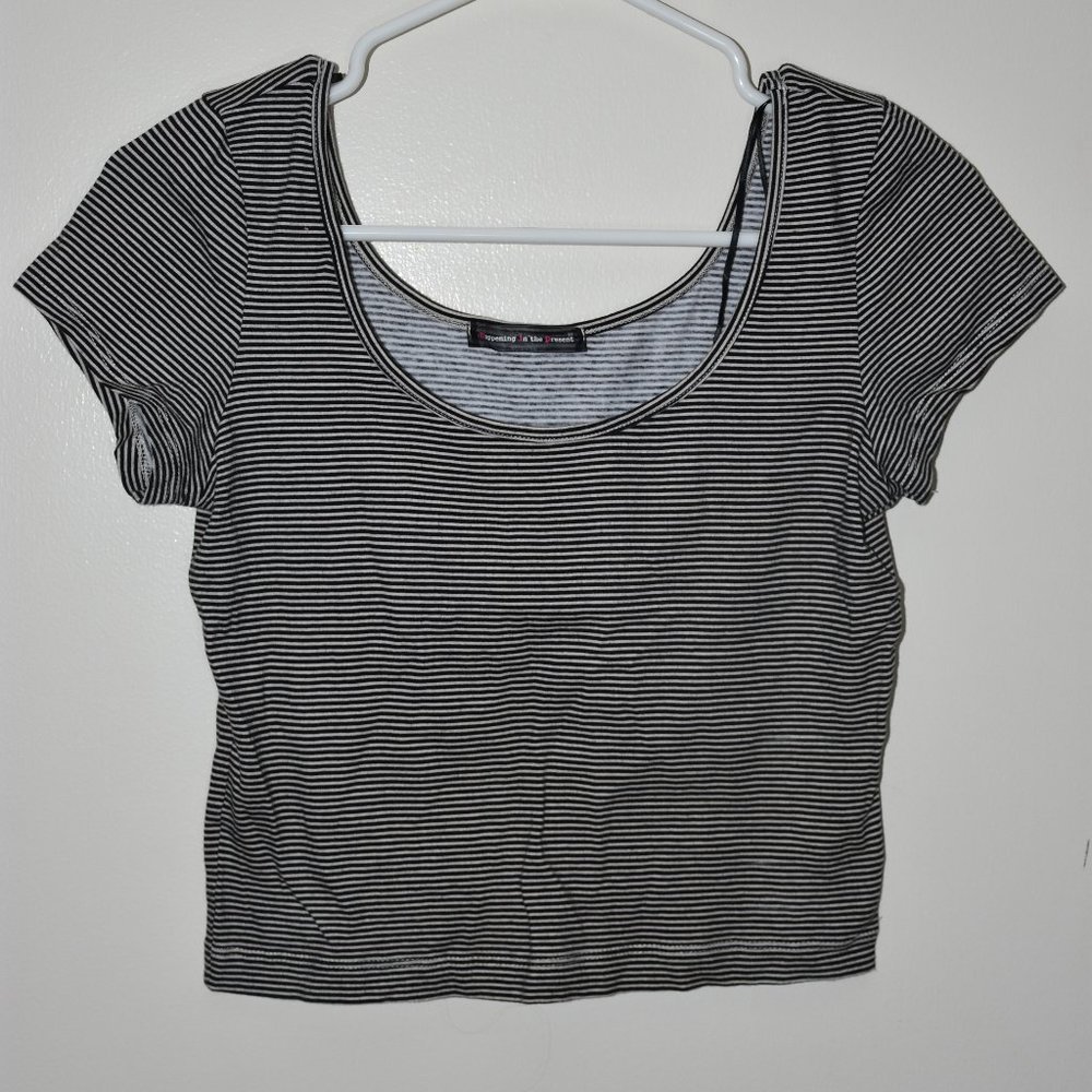 Black and White Striped Crop Top